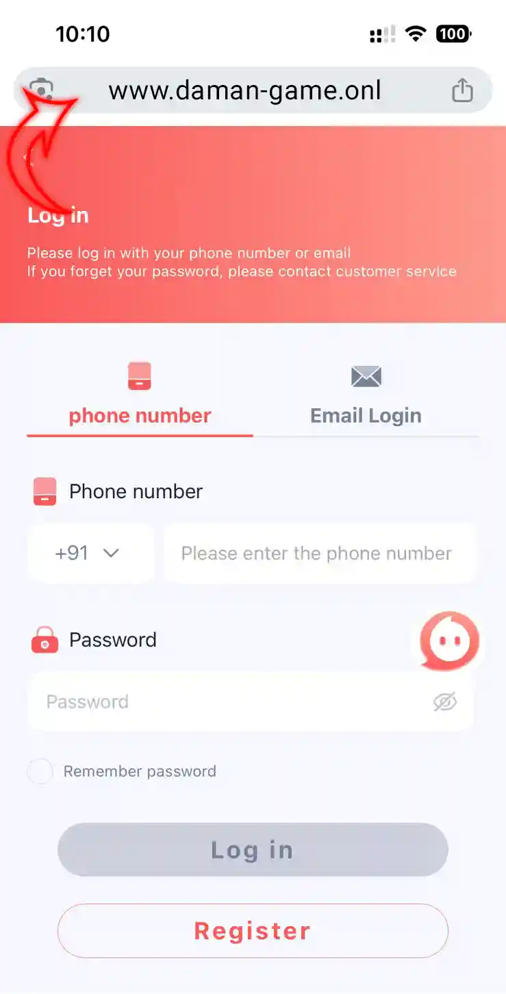 how to login daman game step 01