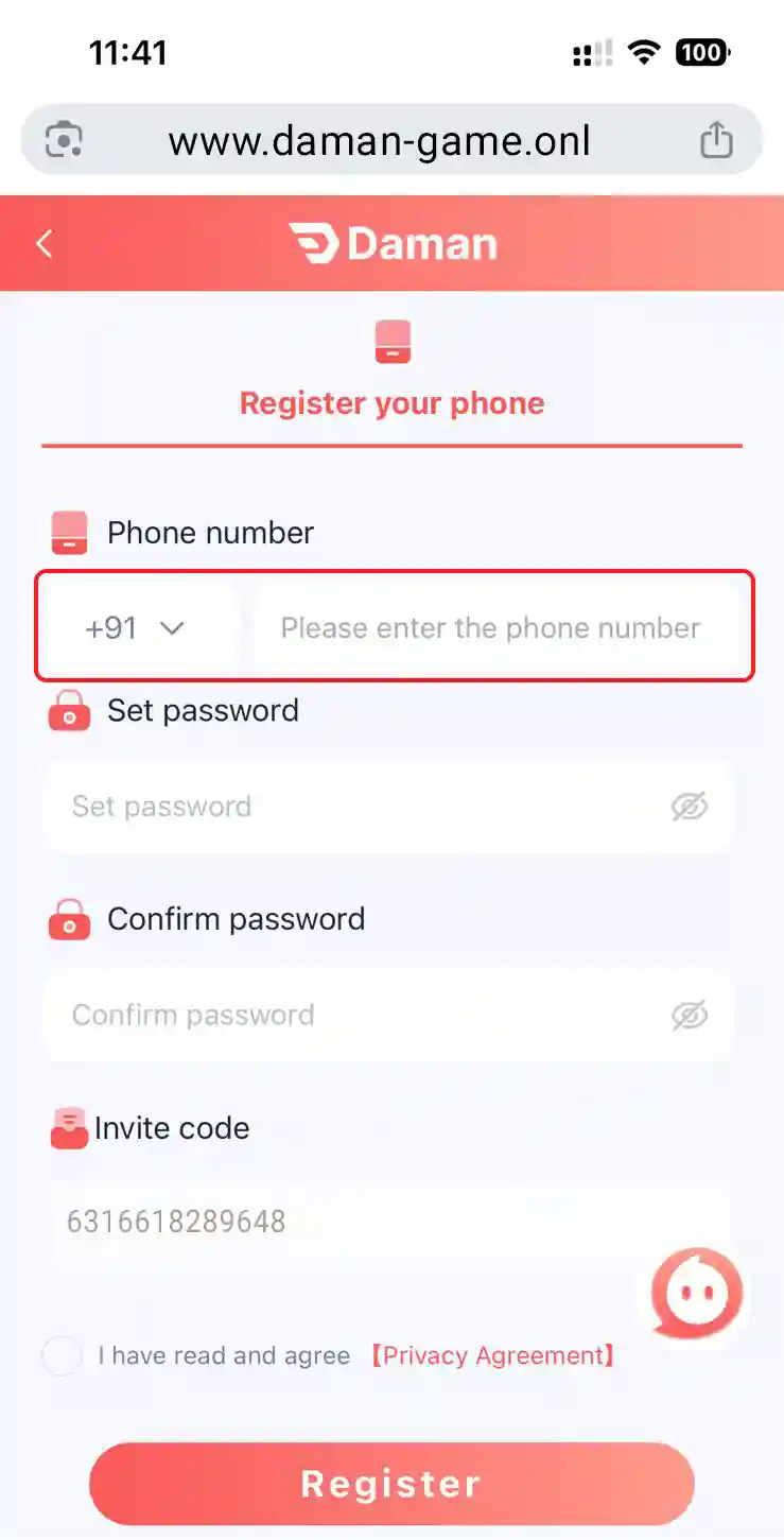how to register daman game step 02