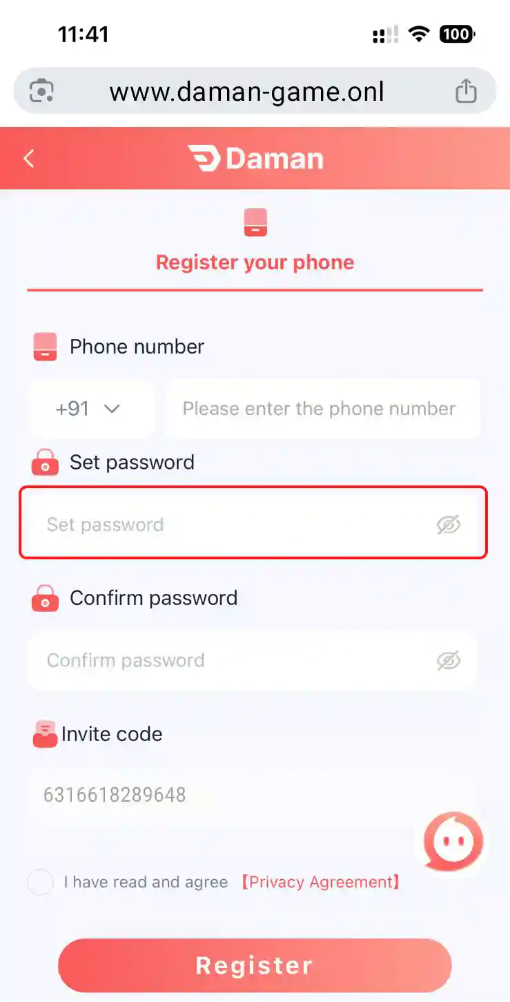 how to register daman game step 03