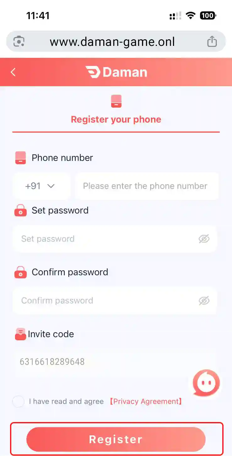 how to register daman game step 07